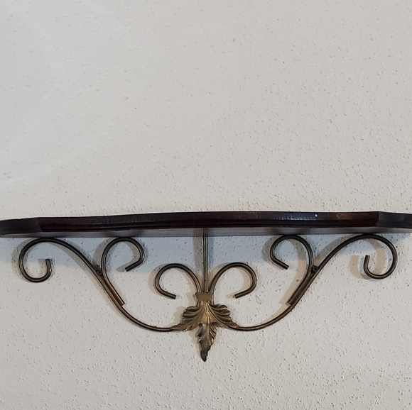 Vintage Scroll Metal and Wood Half Wall Shelf - Picture 9 of 11